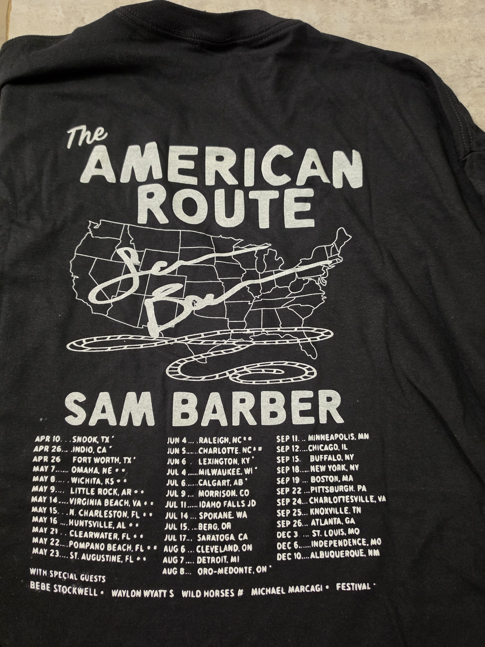 Sam Barber (Unisex) Black Short-Sleeve 'The American Route' Tour Tee